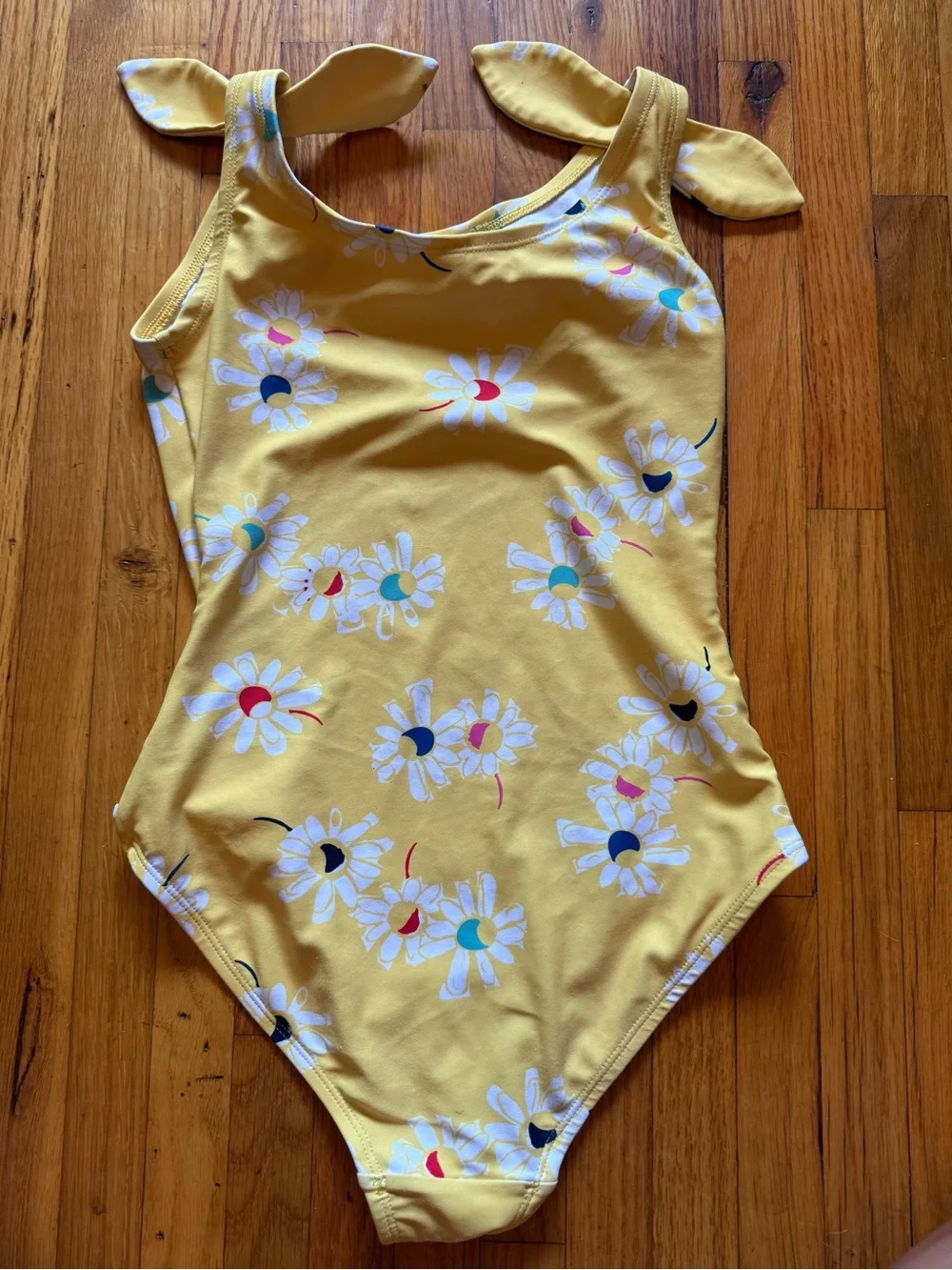 Hanna Andersson Girls' Yellow Daisy One-Piece Swimsuit with Shoulder Ties